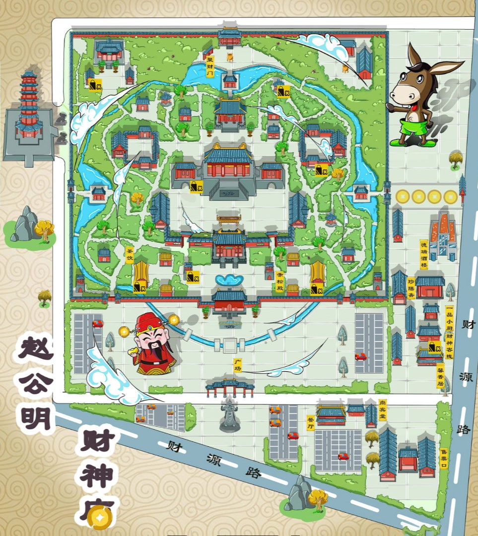华南热作学院寺庙类手绘地图